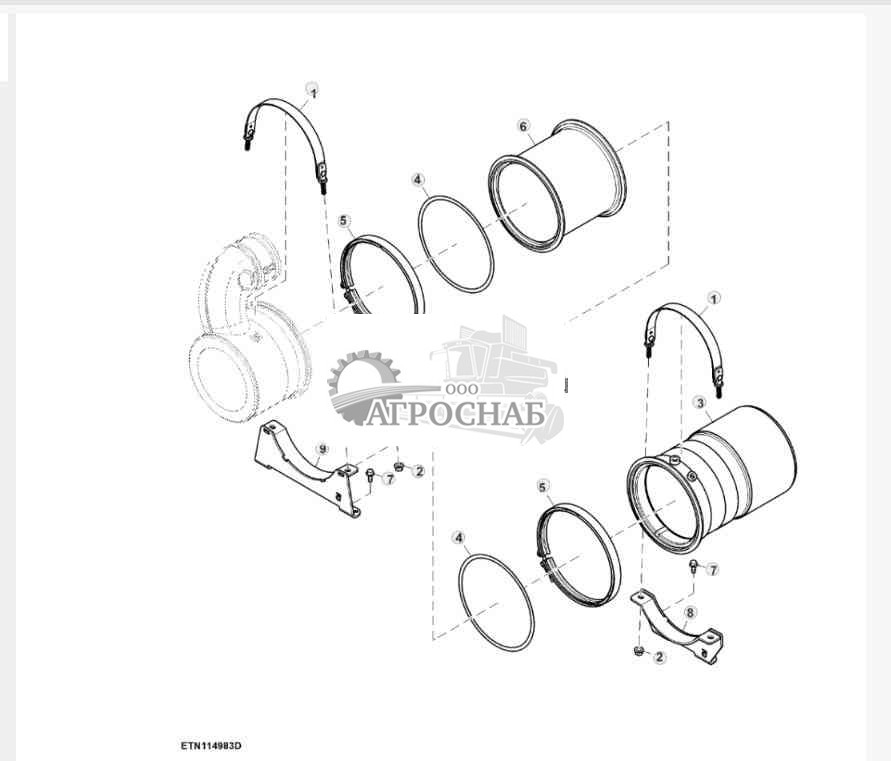 Выхлопная труба и крепления, Final Tier 4 